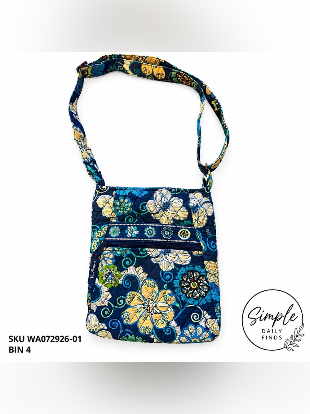 Vera Bradley Java Blue Hipster Crossbody Bag Retired Y2K Quilted Floral